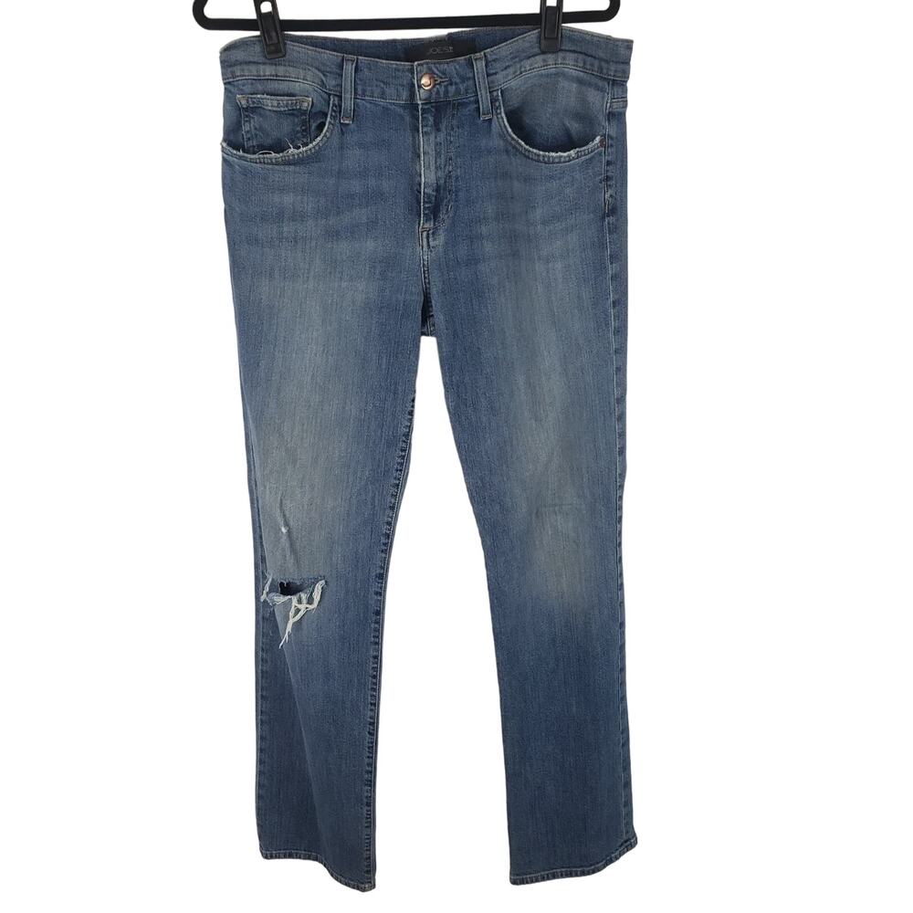 Joe's Jeans The Classic Fit Stretch Mid Rise Straight Leg Distressed Jeans 34